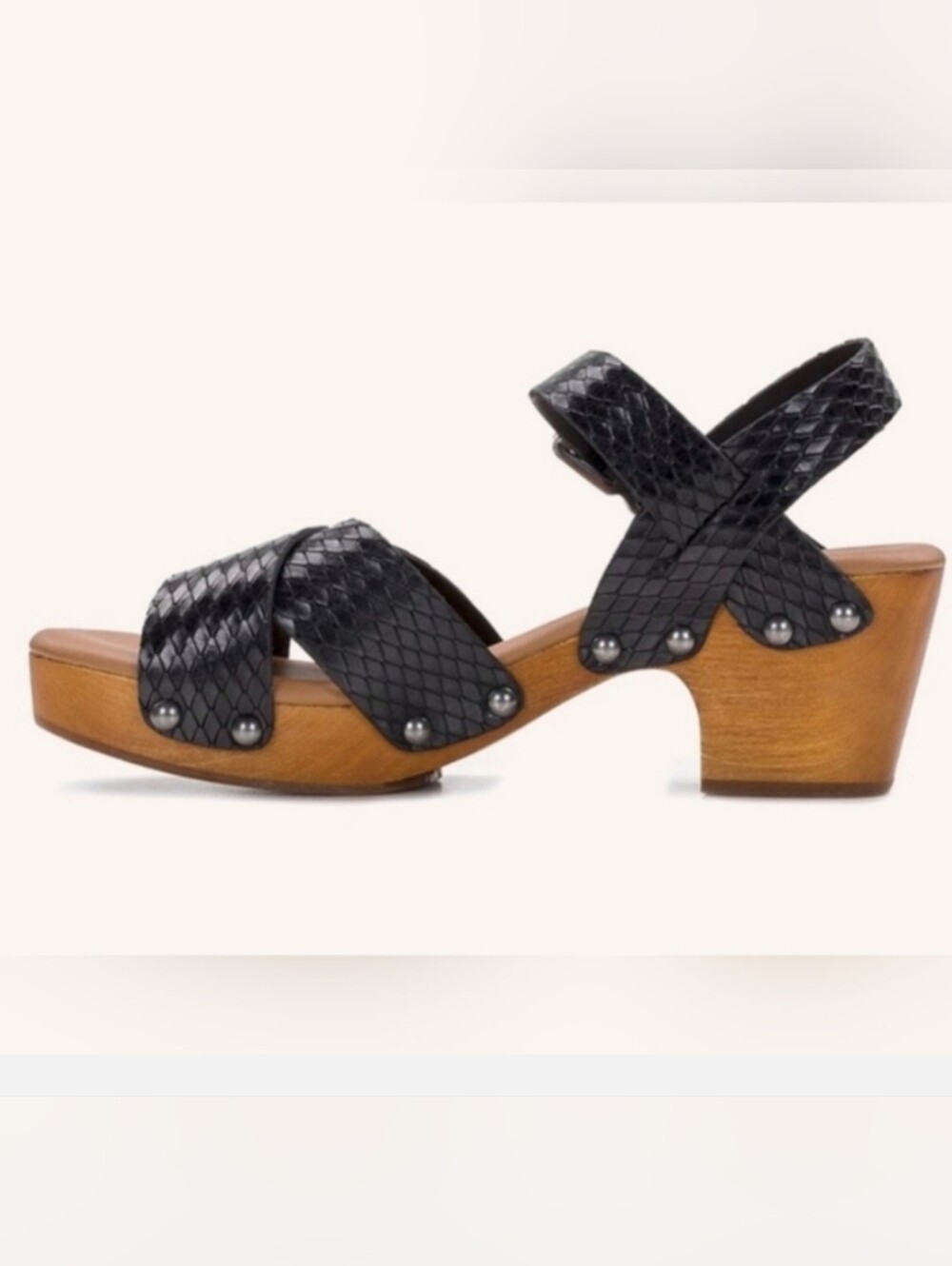 Patricia Nash Gigi Black Leather Clog Sandal Platform EU 39